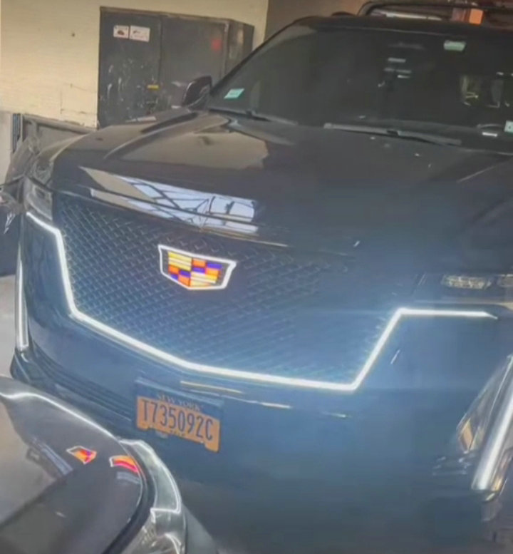 Car led hood light dynamic effect front grille through lamp